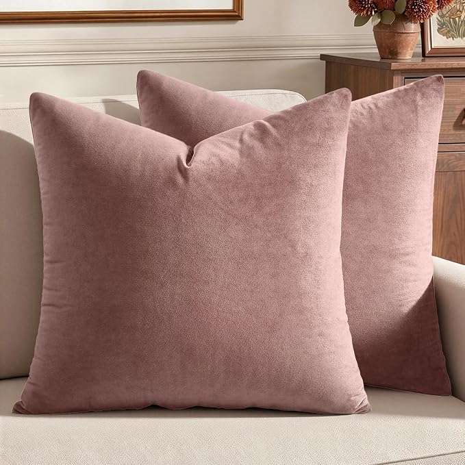 MIULEE Velvet Throw Pillow Covers 18x18 Inch Pack of 2 Jam | Soft Solid Decorative Pillow Covers, Modern Luxury Home Decor, for Couch Chair Sofa Bedroom Livingroom