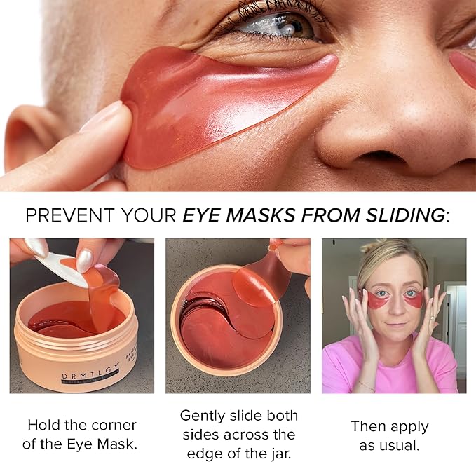 DRMTLGY Brightening Eye Masks – Biodegradable Hydrogel Under Eye Patches with Caffeine, Peptides, Hyaluronic Acid & Niacinamide – Depuff, Hydrate & Smooth Dark Circles – 2 Pack (60 Count Each)