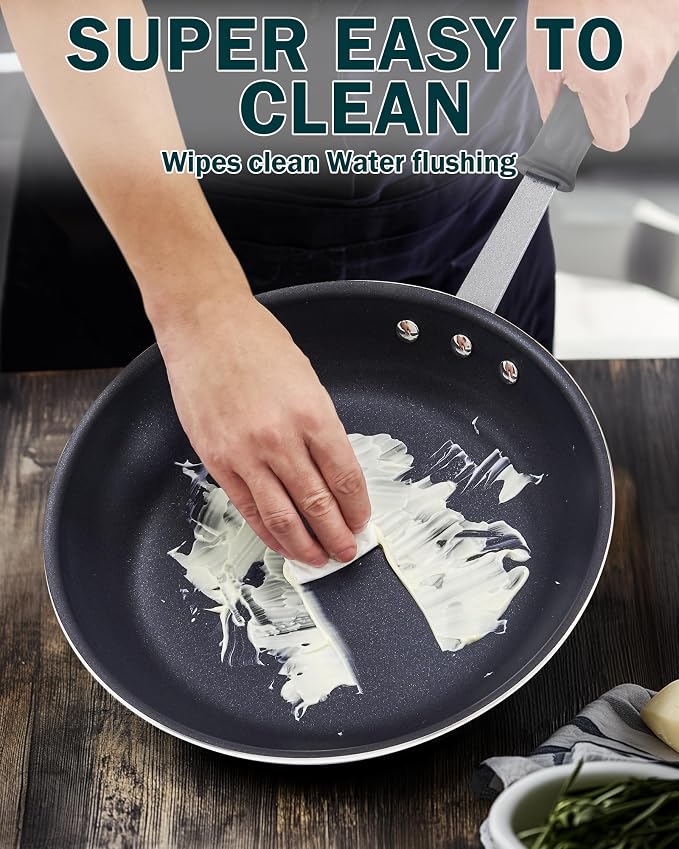 Cooks Standard Professional 8-Inch Nonstick Frying Pan, Heavy Duty Aluminum Non Stick Small Egg Omelette Pan, Everyday Wok Stir Fry Skillet, Dishwasher Safe