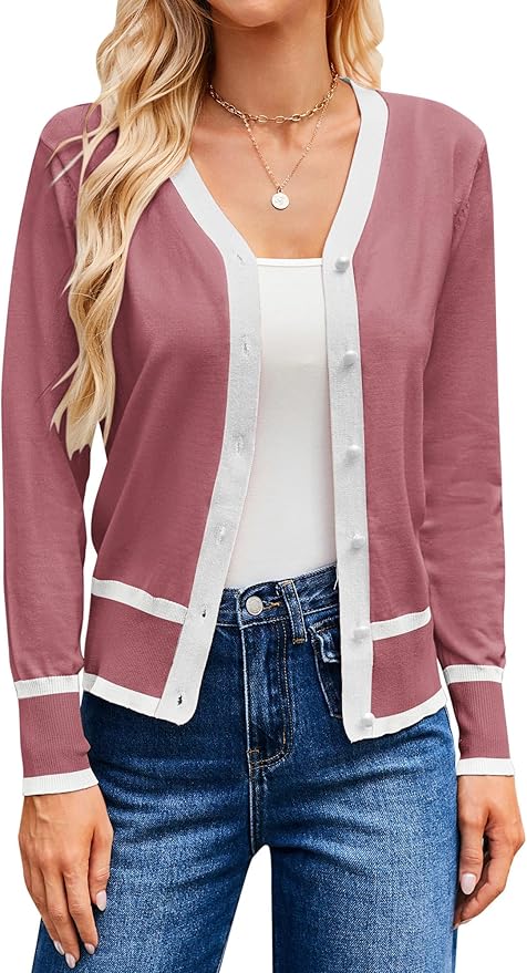 GRACE KARIN Cardigan Sweaters for Women Lightweight Long Sleeve Cropped Cardigan Summer Fall Fashion Clothing Outfits Shrug