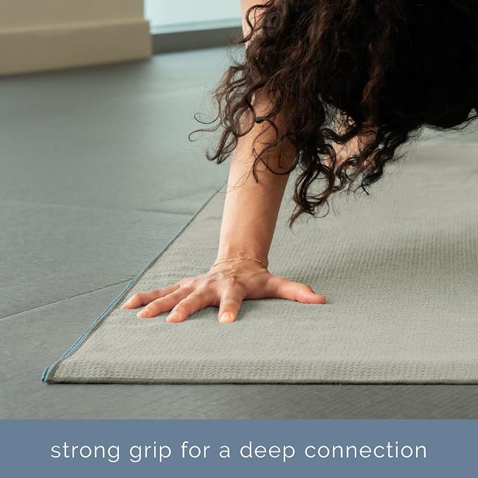 S&T INC. Aura Yoga Mat Towel with Non-Slip Grip, Enhanced Silicone Grip, Soft and Absorbent for Gym, Pilates, and Hot Yoga Mat, 2 Pack, 24 inches x 72 inches, 340GSM, Grey