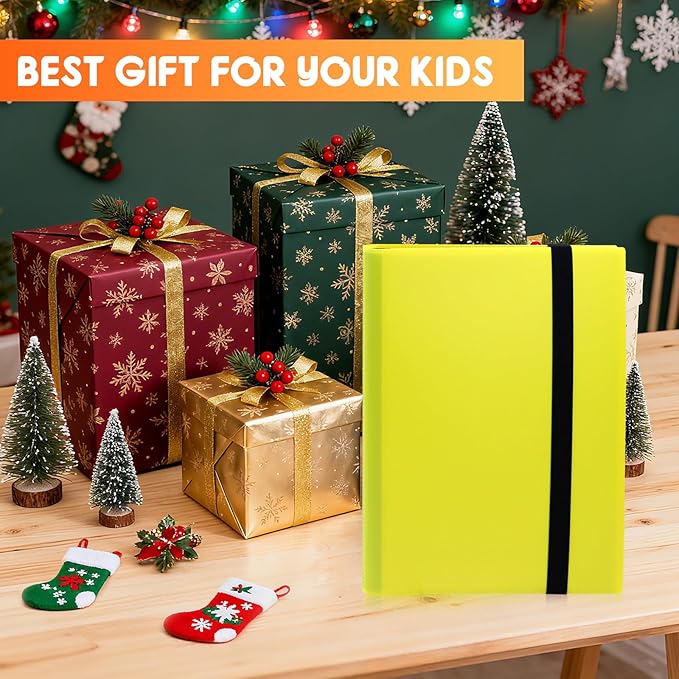 Card Binder 9 Pocket, PP Cover Trading Card Binder for 360 Cards, Sturdy Card Collection Album, Card Holder Folders for MTG, TCG, Game Cards & Sports Cards,Yellow