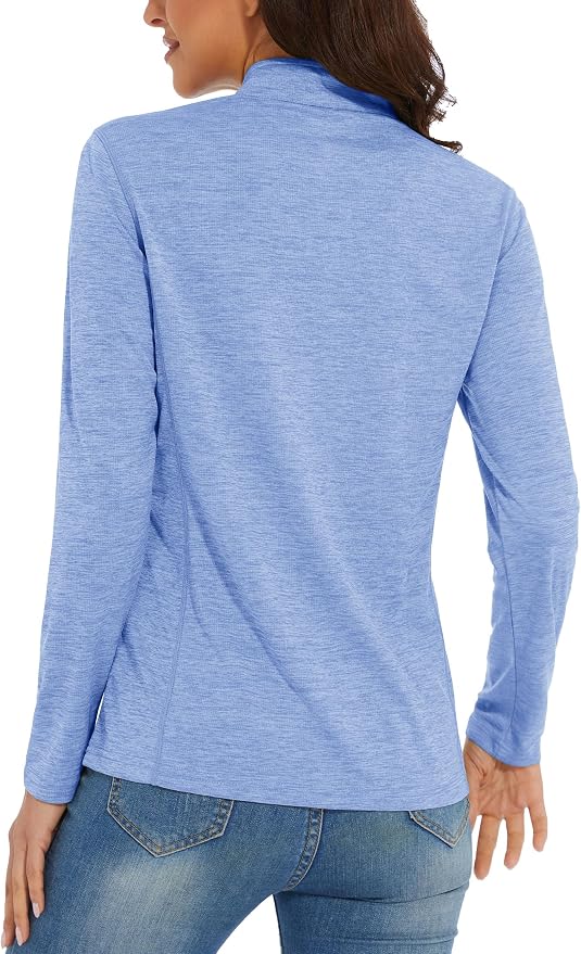 MAGCOMSEN Women's UPF 50+ Sun Shirts Long Sleeve 1/4 Zip Pullover Quick Dry Workout Hiking Tops Running Athletic Shirts