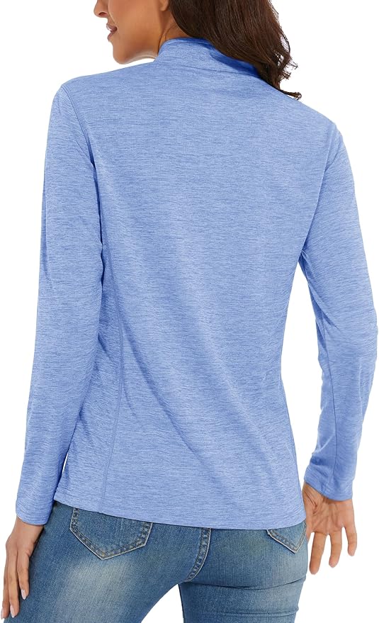 MAGCOMSEN Women's UPF 50+ Sun Shirts Long Sleeve 1/4 Zip Pullover Quick Dry Workout Hiking Tops Running Athletic Shirts