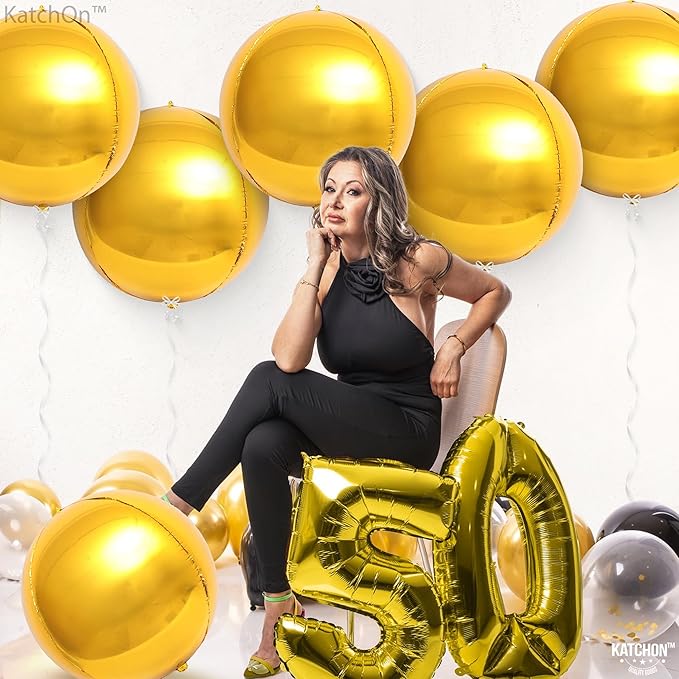 KatchOn, Gold Foil Balloons - Huge 22 Inch, Pack of 6 | Big Metallic Gold Balloons for Graduation Decorations 2026 | Golden Mylar Ballooon for Golden Birthday Party Decorations | Wedding, Engagement