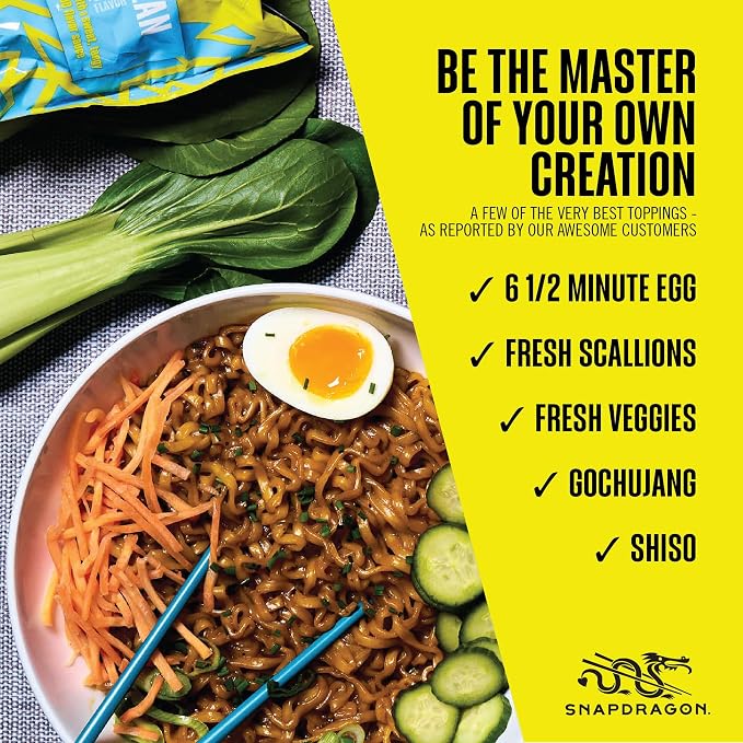 Snapdragon Saucy Instant Noodles with Korean BBQ Slurpable Sauce - Quick Meal, Snack, and Lunch. 12-Pack Microwave Noodles for Cup, Bowl, Ramen or Asian Stir Fry