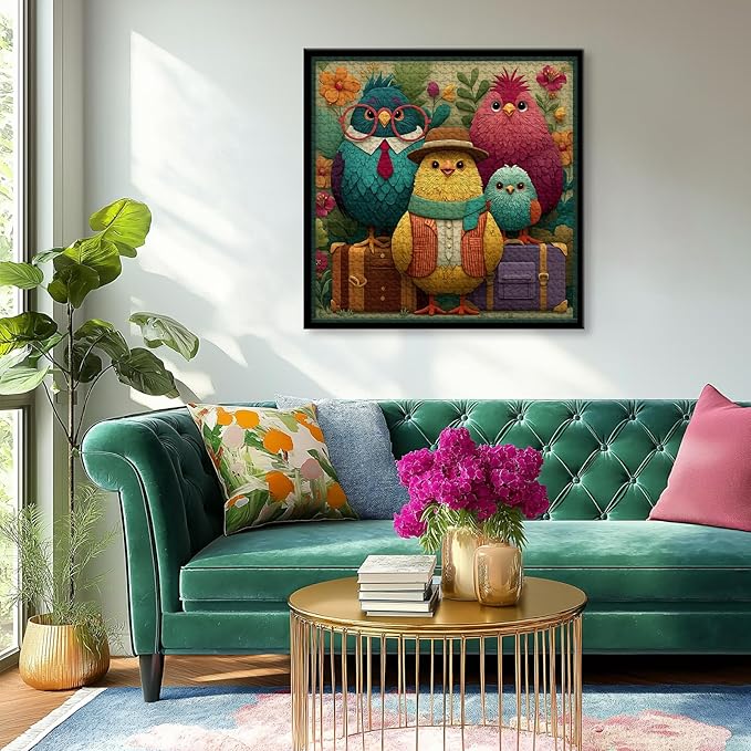 Bird Puzzles for Adults 1000 Pieces, Cute Bird Flower Garden Quilt Puzzle, Funny Floral Jigsaw Puzzle with Animal,Patchwork Challenging Puzzles for Adults