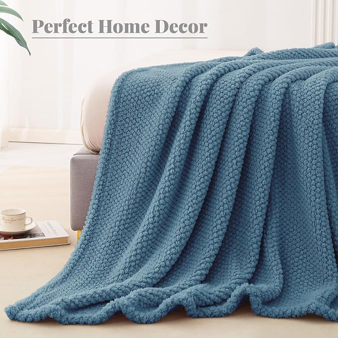 Whale Flotilla Soft Fleece Twin Size Bed Blanket, Slate Blue | 60x80 Inch, Suitable for Bed, Fluffy Fuzzy Jacquard Blankets for All Season, Lightweight and Cozy