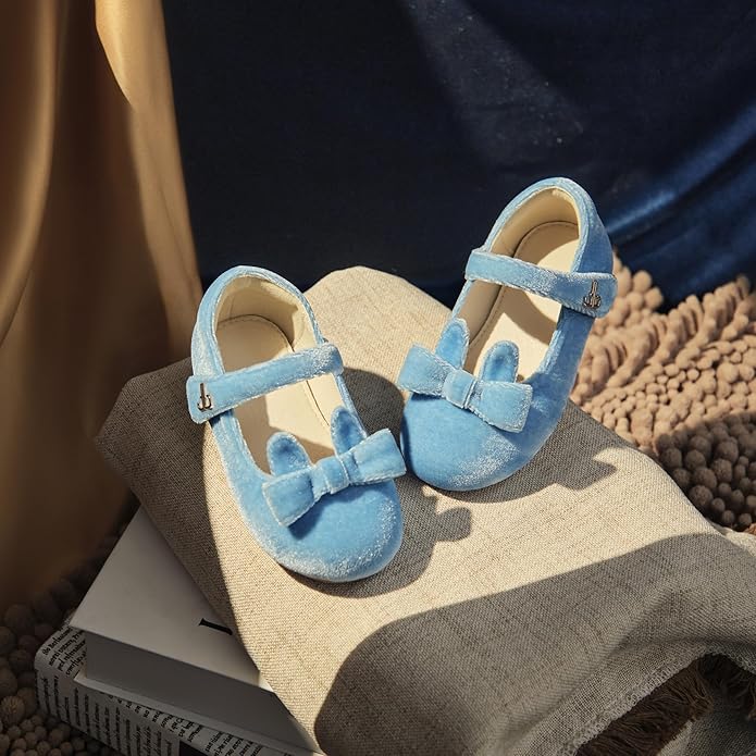THEE BRON Mary Jane Ballet Flats - Girls' Dress Shoes with Hook & Loop Closure