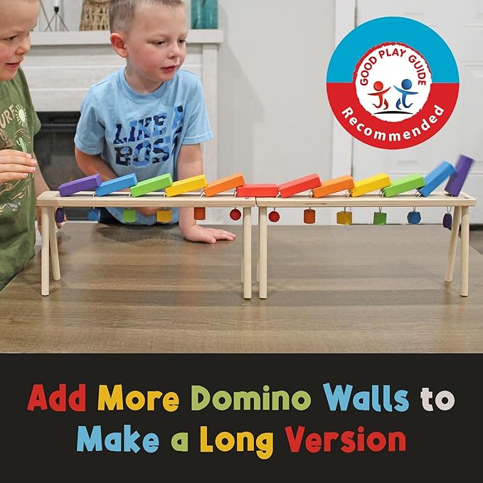 Wooden Falling Domino Wall/Stand; Colorful Toppling Domino Blocks for Kids