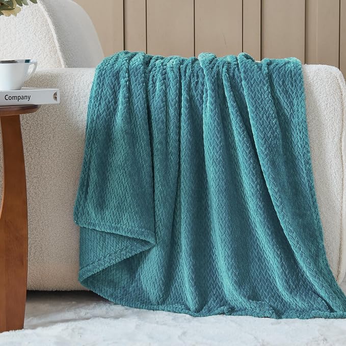NEWCOSPLAY Fleece Leaves Pattern Queen Blanket, Dark Blue, 90"x90" | Super Soft Throw Blanket, Lightweight Cozy Bed Sofa Blanket, Premium Silky Flannel Fleece, Travel Blanket for All Season Use