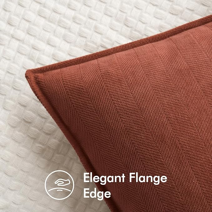 MIULEE Pack of 2 Fall Rust Euro Shams Chenille Pillow Covers 22x22 Inch | Decorative Soft Couch Throw Pillows,Farmhouse Cushion Covers,Elegant Design for Sofa,Bed,Living Room,Summer Decor