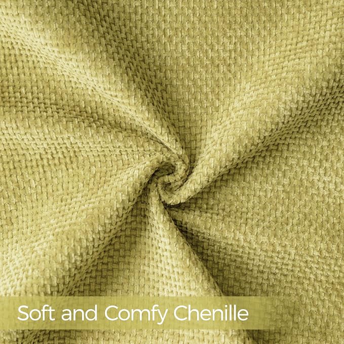 a moment Yellow-Green Chenille Throw Pillow Covers 24x24 Inch Pack of 2 Modern Decorative Throw Pillow Cases Farmhouse Cross Covers Home Decor for Sofa Bedroom Living Room