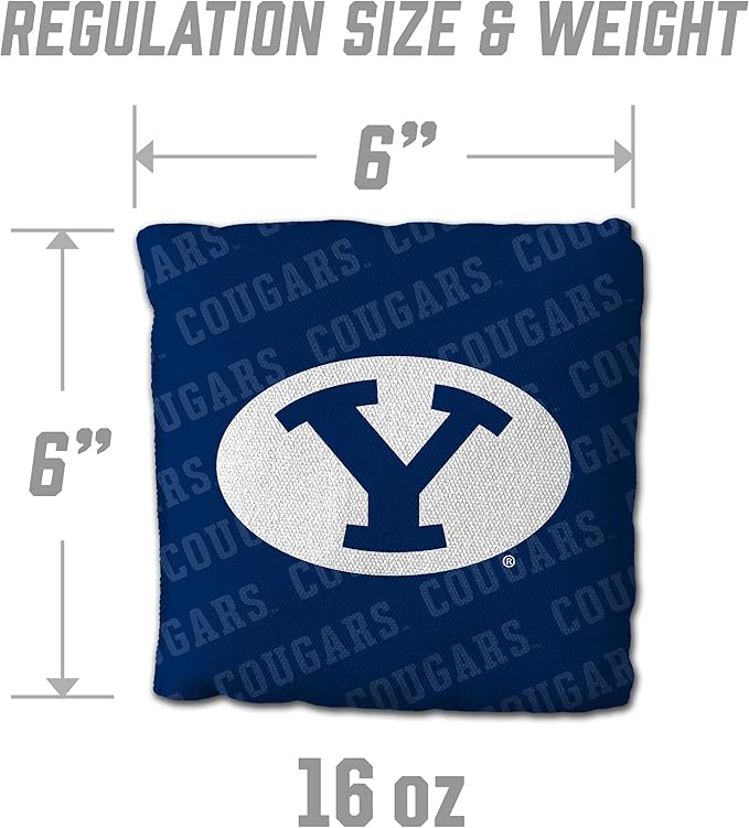 YouTheFan Officially-Licensed NCAA Set of 4 Cornhole Bags - All Weather Regulation 6” x 6” Size - 16oz Weight - Designed in USA