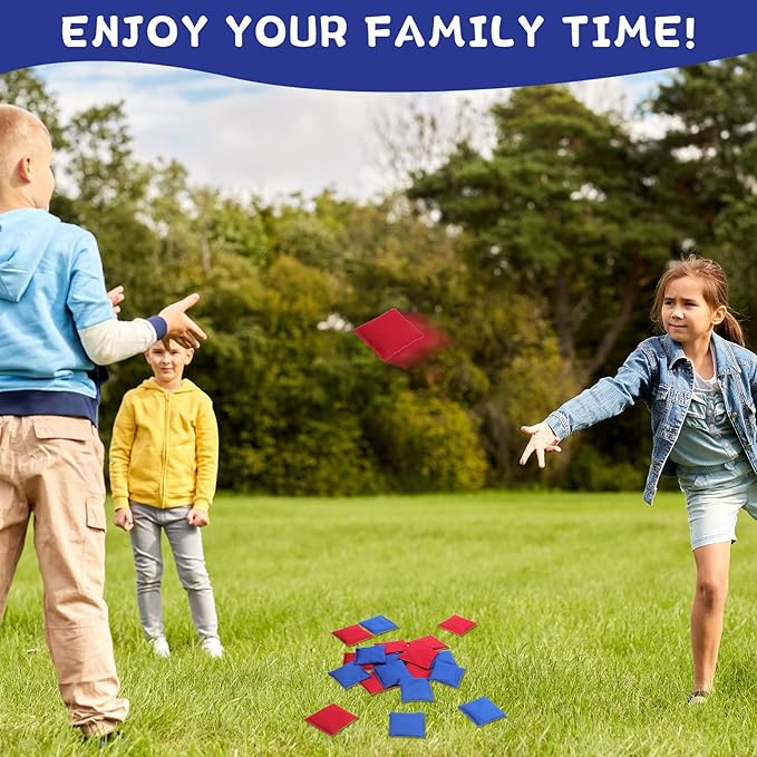 Sotiff 24 Pcs Bean Bags Mini Nylon Cornhole Bean Bags for Kids Tossing Fun Sports Outdoor Family Games Carnival Toy Patriotic Small Beanbag Hand Toss Party Game Supplies for Kid Adult(Blue Red)