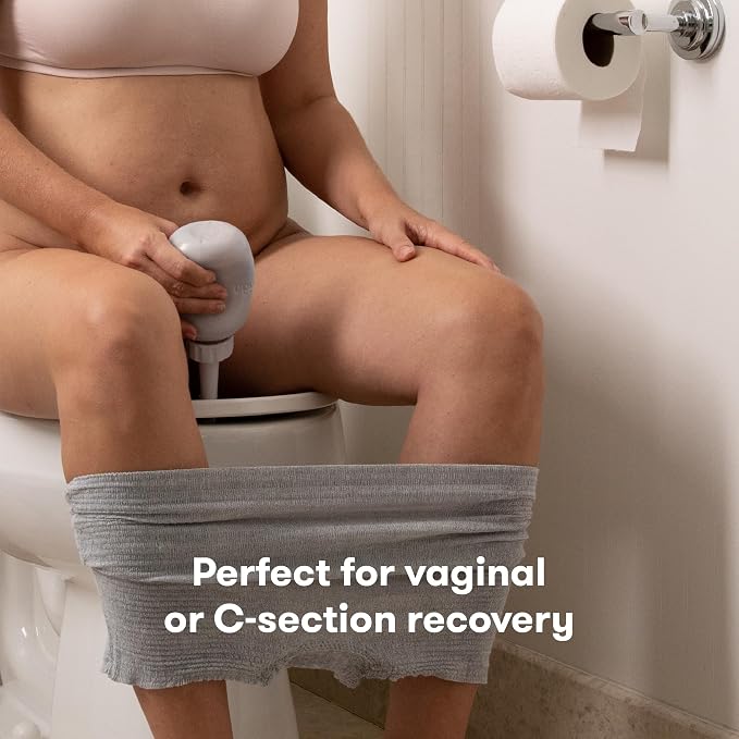 Frida Mom Upside Down Peri Bottle Sprayer, Perineal Care & Postpartum Recovery, Portable Travel Bidet & Perineal Cleanser with Travel Bag, Postpartum Essential, Gray