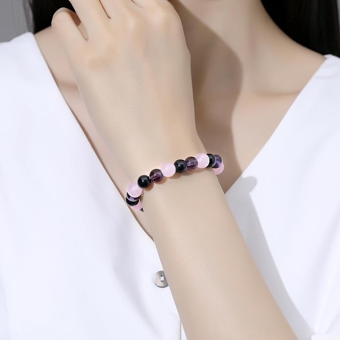 MAIBAOTA Healing Crystal Bracelet for Women Empath Protection & Safe Travel & Anxiety Relief Bracelet - New Beginnings Lucky Charms for Travel/New Job/Next Chapter