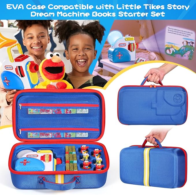 Hard Travel Case Compatible with Little Tikes for Story Dream Machine Books Starter Set, Protective Storage Case Container for Storytime Audio Play Real for Littles Character Collection (Blue, Large)