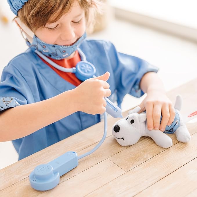 Melissa & Doug Veterinarian Role Play Costume Dress-Up Set (9 pcs) Kids Vet Costume Pretend Play Dress-Up