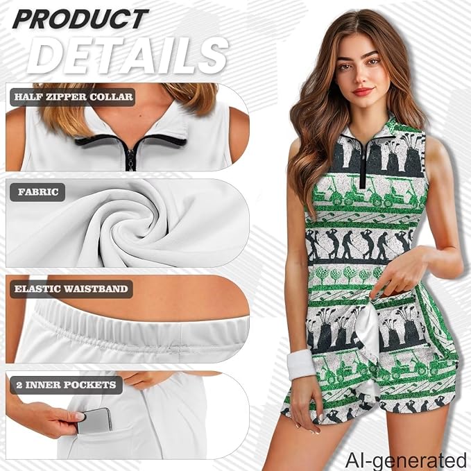 Golf Dress Tennis Dresses for Women with Built in Shorts and Pockets Sleeveless Athletic Dress Workout Dress