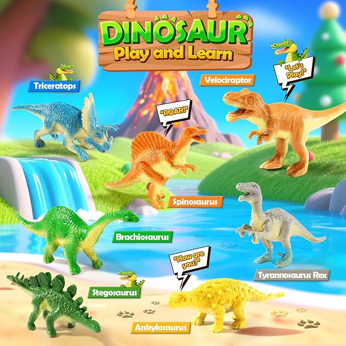 Advent Calendar 2025 Kids Dinosaur Toys for Boys 4-6 6-8 8-12, Kids Toddler Toys for 3+ Year Old Boy, 24 Dinosaur Surprise Christmas Birthday Gifts for Boys Girls, Party Favor for Dinosaur Lovers