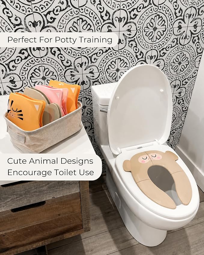 Hippypotamus Travel Potty Seat for Toddler - No-Pinch Folding Potty Training Seat - Non-Slip Silicone Grips - Includes Free Travel Bag (PINK Unicorn)