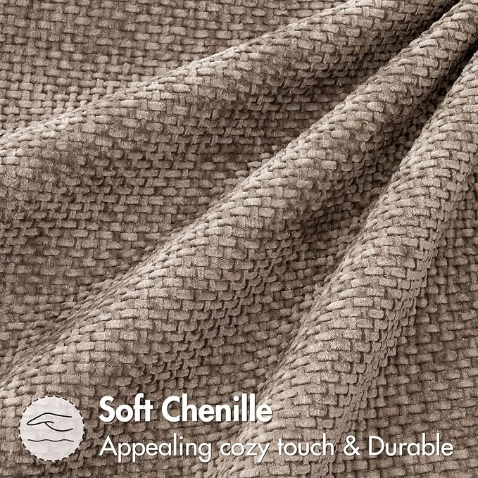 MIULEE Decorative Couch Throw Pillow Covers 18x18 Inch Light Khaki 2 Pack | Modern Boho Accent, Soft Chenille Pillow Covers, Farmhouse Cushion Cases for Home Decor Bed Sofa Living Room