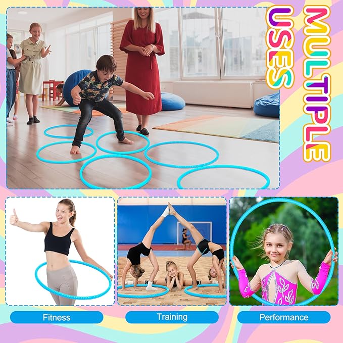 Shappy 6 Pcs Exercise Hoop Detachable Adjustable Plastic Toy Playground Toys Colored Hoop Circles for Teens Games Gymnastics Dog Agility Equipment Party Decor