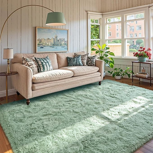 4x6 Rug Sage Green Area Rugs for Nursery Bedroom, Plush Soft Grass Fluffy Living Room Carpet for Kids Teens Home Decor Aesthetic