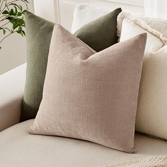 MIULEE Textured Chenille Throw Pillow Covers 20x20 Inch Irish Cream | Pack of 2 Decorative Soft Throw Pillows, Solid Textured Cushion Covers, Modern Home Decor for Couch Sofa Bedroom Living Room