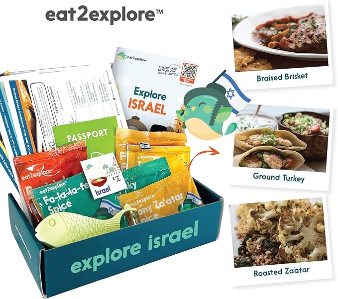 Kids Interactive & Educational Real Cooking Set for Families | Includes 3 Local Recipe Cards with Key Ingredients, Cooking Tools, Fun Kids Explorer Guide | Explore Israel Kit