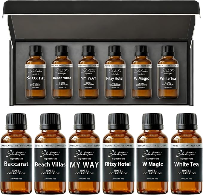 Hotel Diffuser Oil Gift Set–Luxury Hotel Inspired Fragrance Oils for Diffusers, Premium Aromatherapy Home Fragrance, Long Lasting Scent for Bedroom, Spa & Office (4.0 Fl Oz (6 x 0.68 Fl Oz))