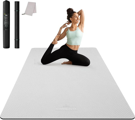 CAMBIVO Yoga Mat 72" x 48" Large Workout Mat for Home Gym Flooring | 6mm-12mm (0.24"-0.48") Extra Thick Exercise Mat for Apartment Fitness | High-Density TPE Cushioning for Joint Protection