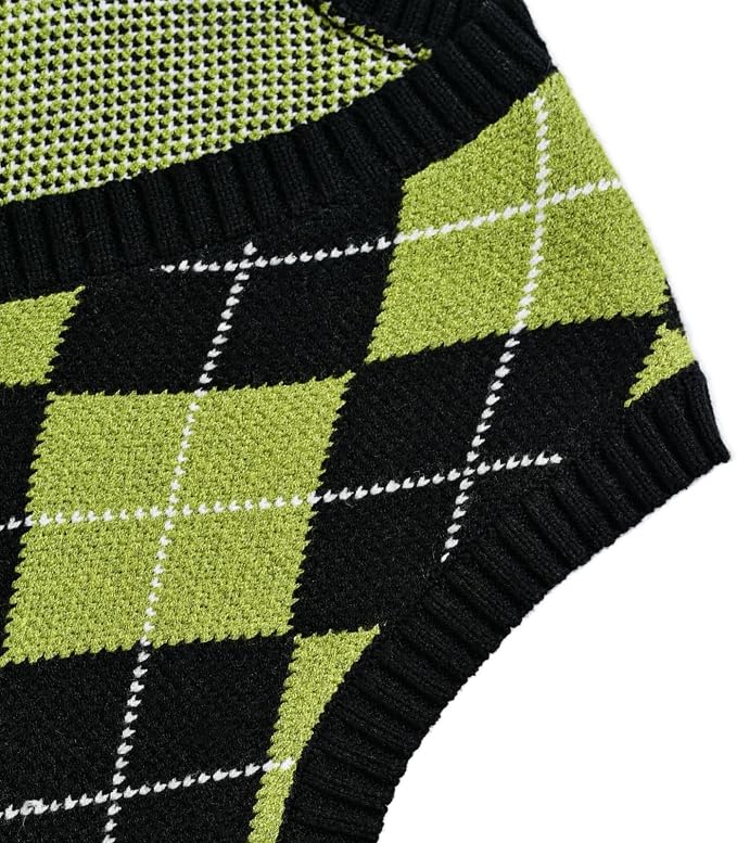 Women's Sweater Vest,Y2K Sleeveless Pattern Preppy Style Knitted Crop Tank Top for Girl