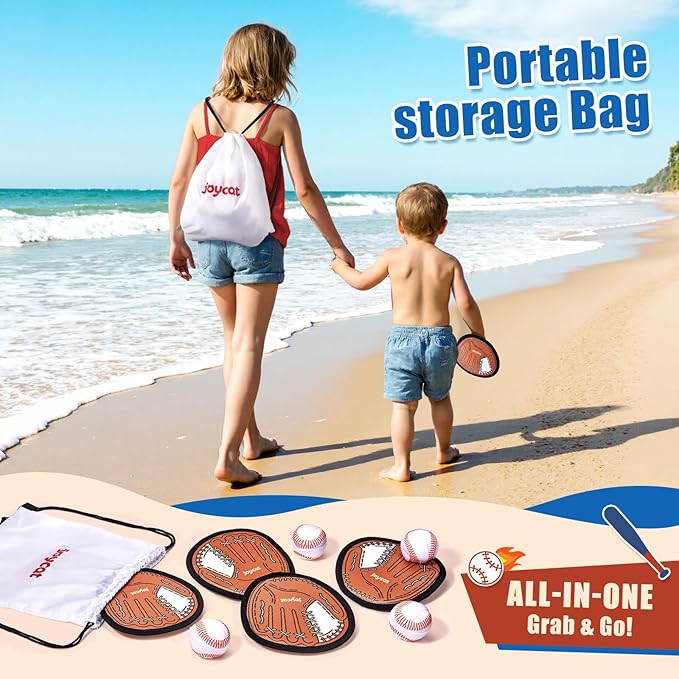 JoyCat Toss and Catch Ball Game Set,Toddler Baseball Glove,Beach Pool Yard Camping Games,Kids Sports & Outdoor Play Toys for Family,Outside Toys for 3 4 5 6 7 8 9 10+Year Old Boys Girls Birthday Gifts
