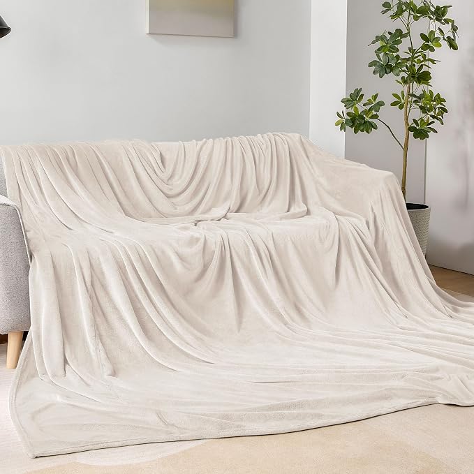 BEDELITE Fleece Blanket Soft Plush Oversized Bed Blanket Beige 120"x120" | Ultra Soft Plush Fleece, Lightweight Warmth, All Season Comfort, Fade Resistant, Machine Washable, Perfect for Sharing