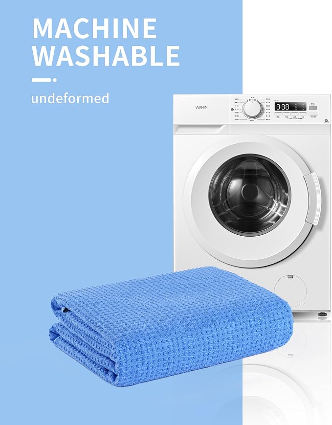 MICROFI Microfiber Hot Yoga Towel Mat, 24 x 72 inches, with Non-Slip Silicone Grip, Secure Fit Elastic Straps (Blue)