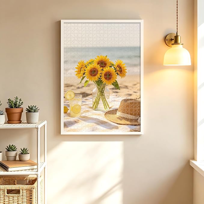 upsimples 19.7x27.6 Puzzle Frame, Display 18x24in with Mat or 50x70cm Without, Wall Hanging 1000 Pieces Puzzles Frames, White, 1 Pack