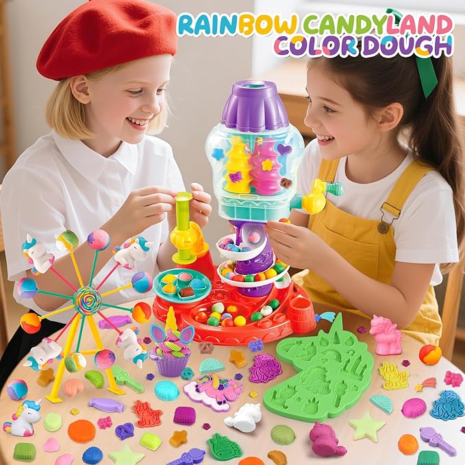 Playdough Sets for Kids Ages 2-4, Unicorn Theme Playdough Tools Toys, Creations Playdough Ferris Wheel Kits, Candy & Cookie Playdough Accessories, Classroom Preschool Party Gift for Kids Ages 4-8