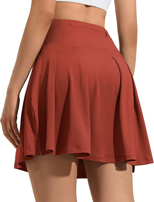 ZUTY 18" High Waisted Tennis Skirt for Women Skorts Skirts with Pockets Casual Modest Long Golf Athletic Running
