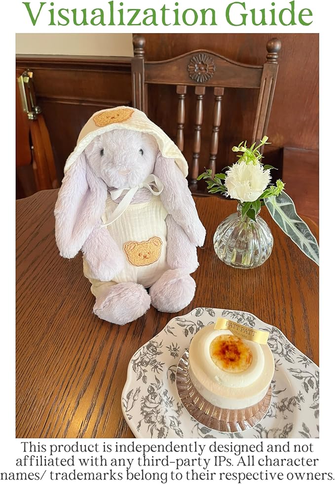 9-12"/30cm Teddy Bear Outfit: 2-Piece (Romper + Bonnet) Doll Clothes for Medium Bashful Bunny Bartholomew Bear（NO Doll）
