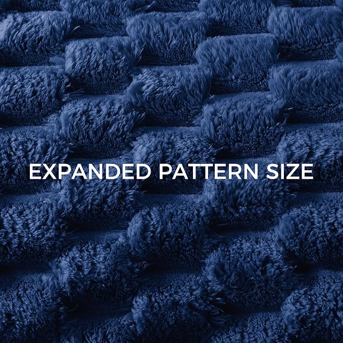 Whale Flotilla Soft Fleece Queen Size Bed Blanket 3D Jacquard, Navy Blue | Lightweight Breathable Coverlet Bedspread for All Seasons, Super Cozy Plush Fluffy Fuzzy Decorative Blanket for Bed, 90"x90"
