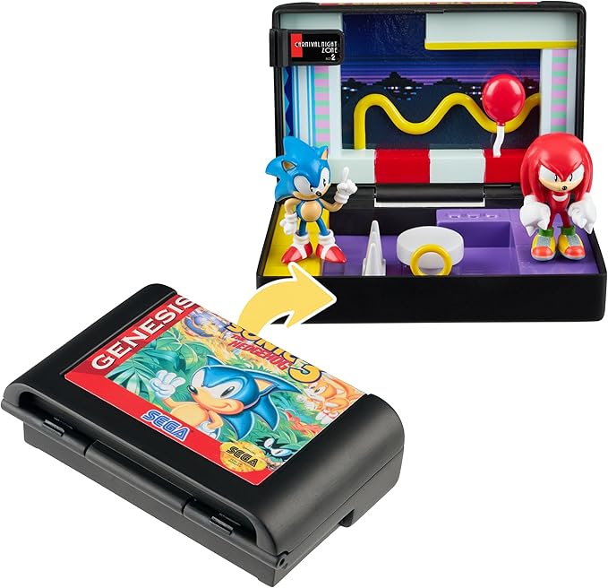 Console Heroes Sonic the Hedgehog 3 Diorama Playset – Mini Sonic & Knuckles Figures with Carnival Night Zone – SEGA Genesis Collectible Cartridge