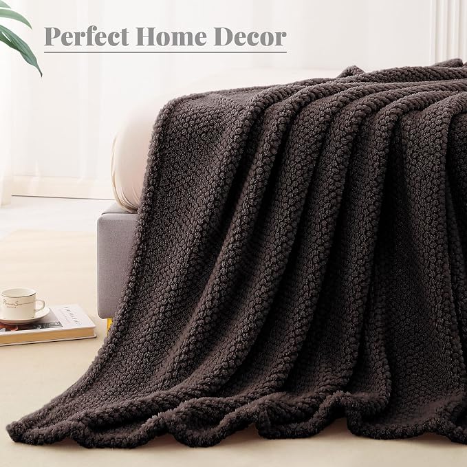 Whale Flotilla Soft Fleece Twin Size Bed Blanket, Coffee | 60x80 Inch, Suitable for Bed, Fluffy Fuzzy Jacquard Blankets for All Season, Lightweight and Cozy