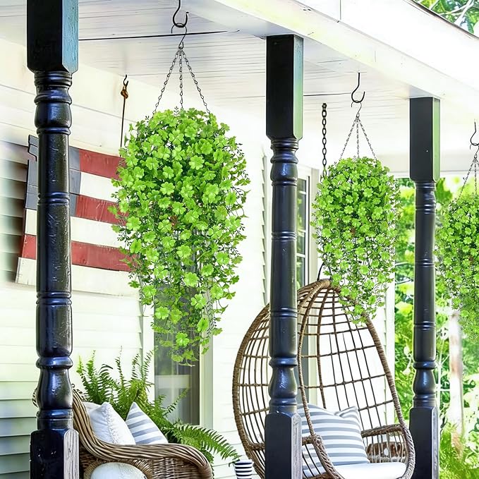 Waipfaru Artificial Hanging Plants, 4Pcs Faux Ivy Four-Leaf Clover | Vines Greenery for Wall Home Bedroom Living Room Aesthetic Kitchen Office Aesthetic Kitchen Indoor Outdoor Decor