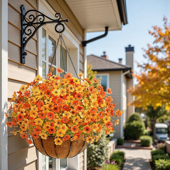 Alupssuc 96 Bundles Artificial Fall Flowers, UV Resistant Faux Mums Porch | Silk & Plastic, 13 Inch Tall, for Indoor Outdoor Planters Yard Patio Window Box, Autumn Outside Realistic Fake Decoration