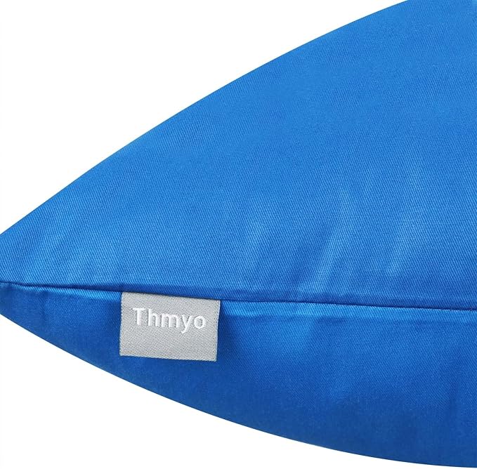 Thmyo 4-Pack 100% Cotton Lumbar Comfortable Solid Decorative Throw Pillow Case, Rectangle Cushion Cover Pillowcase Sublimation Blank Pillow Covers DIY Throw Pillowcase(12x20inch/30x50cm, Blue)