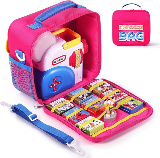 Storage Case for Little Tikes Story Dream Machine Books Starter Set, Toys Storage Holder Travel Case for Many Story Collection, Storytime/Little Golden Book Accessories, Pink, 8.6x8.2x5.5
