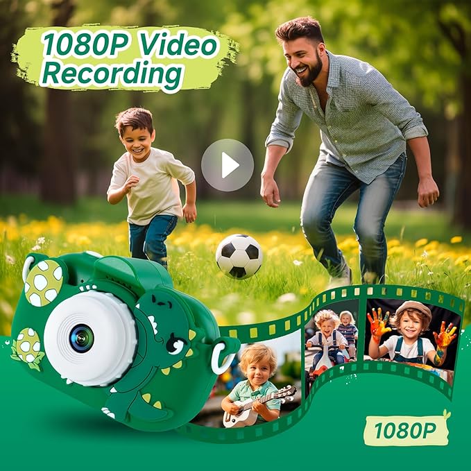 Kids Camera Toys for Boys Ages 4-8, Green Toddler Digital Camera 1080P HD with 32GB SD Card, for 6 Year Old Boys