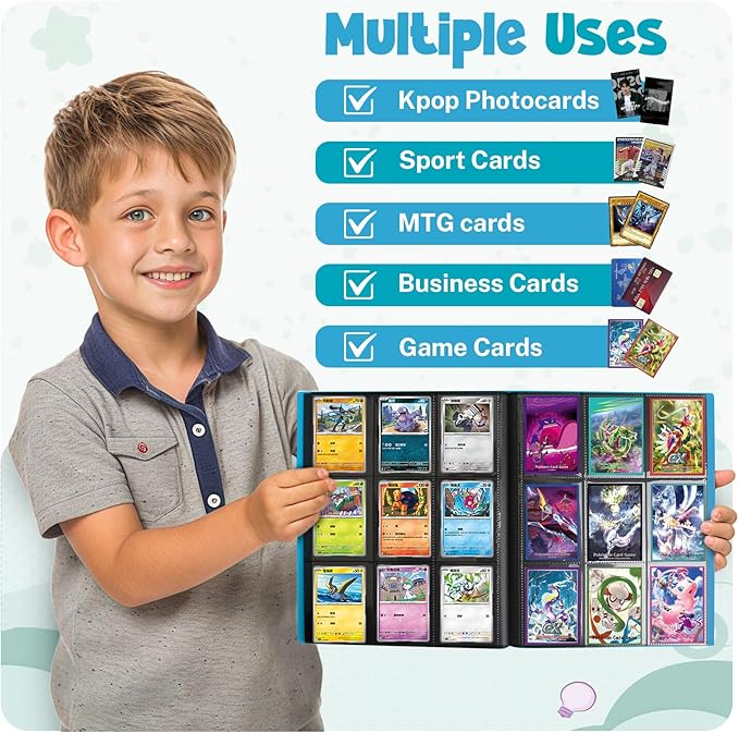 Card Binder, 9 Pocket Trading Card Album Folder,20 Pages, 360 Card Capacity Sports Card Binder, Premium Card Binders Compatible with MTG, TCG, Baseball Cards (Sky blue)